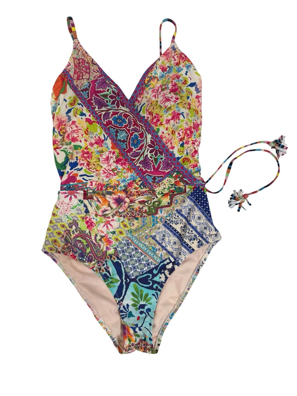 Johnny Was Locita Floral Wrap One Piece Swimsuit Size Small Retail $198